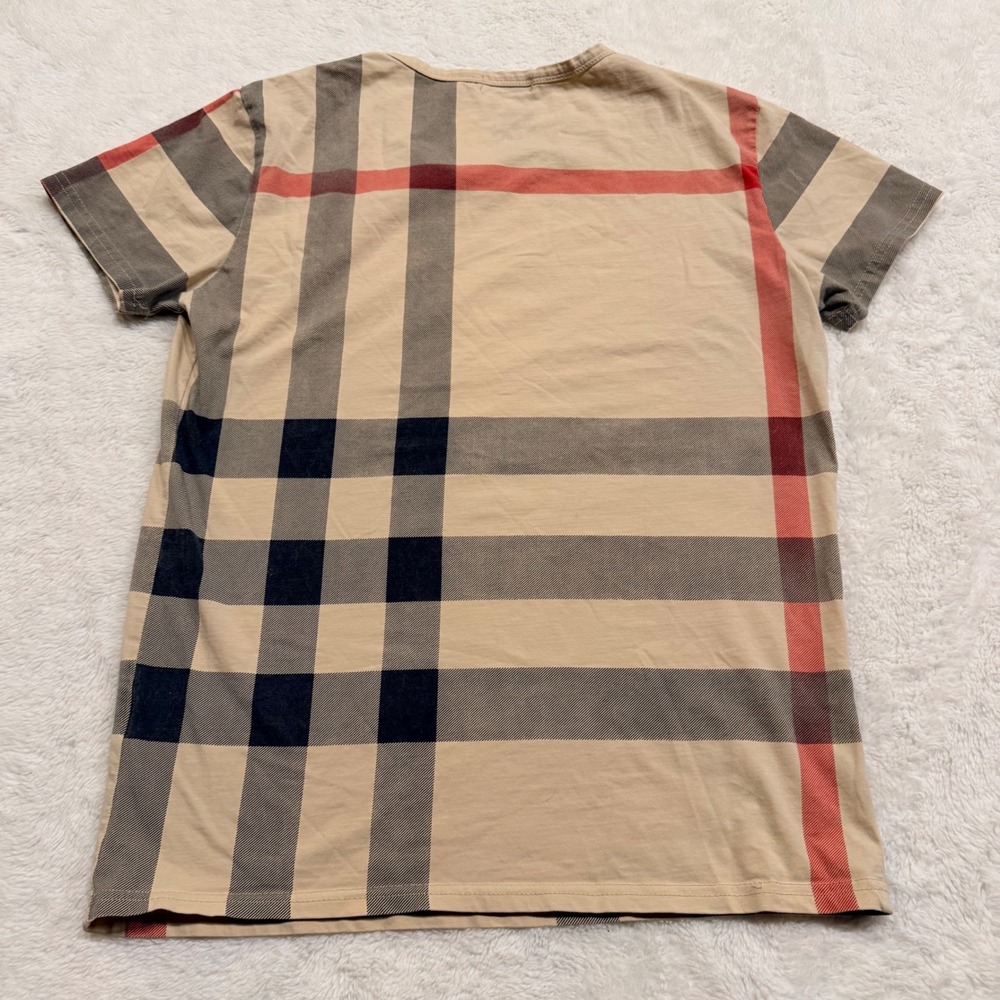 Burberry London Womens Nova Check T-Shirt Tan Cotton Short Sleeve Top Large - Picture 3 of 7